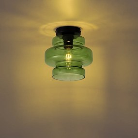 Plafoniera retrò nera con vetro verde - Denise