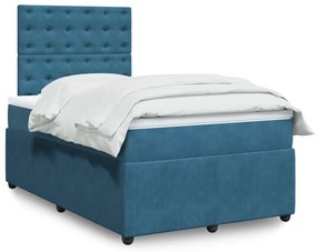 Giroletto A Molle Con Materasso Blu 120x190 Cm İn Velluto /