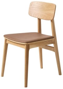 Sedia da pranzo in similpelle in colore marrone cognac-naturale Livo - Unique Furniture