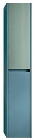Colonna per mobile bagno Niwa 2 ante P 27 x L 30 x H 160 cm laccato opaco blu pacifico con vetro verde timo cannettato
