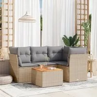 Set Divano da Giardino 5 pz con Cuscini Beige Misto Polyrattan 3255954