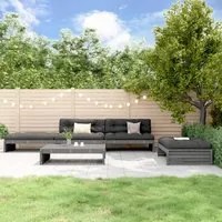 Set Divani da Giardino 5pz con Cuscini in Legno Massello Grigio 3186146