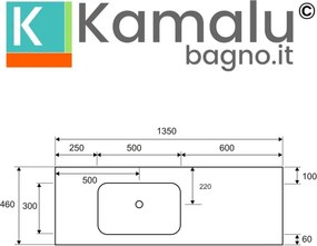Mobile sospeso 135 cm struttura metallica e ripiano SOP-135 - KAMALU