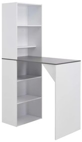 Tavolo da Bar con Mobiletto Bianco 115x59x200 cm