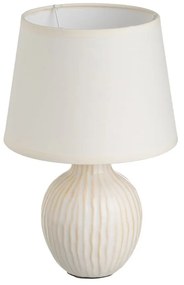 Lampada da tavolo in ceramica color crema con paralume in tessuto (altezza 28 cm) - Casa Selección