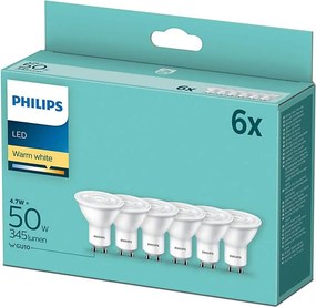KIT 6x Lampadina LED Philips GU10/4,7W/230V 2700K