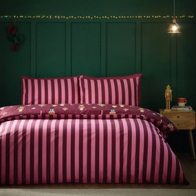Set copripiumino e federa rosa e viola per letto matrimoniale e per letto esteso 230x220 cm Nutcracker Stripe – Catherine Lansfield