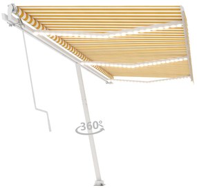 Tenda Automatica con Sensore Vento LED 600x350 cm Gialla Bianca