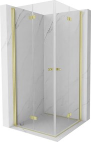 Mexen Mist-F Duo cabina doccia pieghevole 80 x 80 cm, trasparente, oro spazzolato - 8A6-080L-080P-55-00