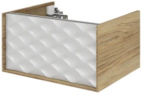 Mobile da bagno sotto lavabo SENSEA Neo Frame noce e bianco laccato lucido L 60 x H 32 x P 48 cm 1 cassetto, lavabo non incluso