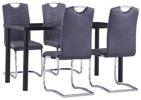 Set Sala Da Pranzo 5 Pz İn Similpelle Scamosciata Grigio /