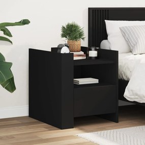 Comodino Nero 45x50x50 Cm İn Truciolato /