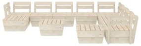 Set Divani da Giardino su Pallet 11 pz in Legno Abete Impregnato