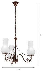 Brilagi - LED Lampadario a sospensione con catena COTTAGE 3xE14/40W/230V marrone/bianco