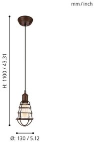 Eglo 49809 - Lampada a sospensione PORT SETON 1xE27/60W