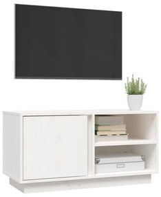 Mobile porta tv bianco 80x35x40,5 cm in legno massello di pino