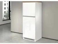 Dispensa da cucina Dcasasol, Mobile multiuso, Armadio porta frigo a 2 ante, 100% Made in Italy, 60x60h165 cm, Bianco lucido e Rovere