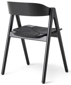 Sedia da pranzo in legno di faggio nero con seduta in rattan nero Findahl di Hammel Mette - Hammel Furniture