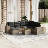 Set Divano da Giardino 8 pz con Cuscini Grigio in Polyrattan 3225563