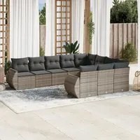 Set Divano da Giardino 10 pz con Cuscini Grigio in Polyrattan 3254227