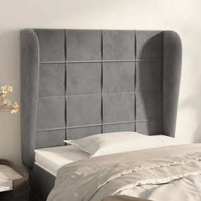 Testiera Ad Orecchio Grigio Chiaro 83x23x118/128 Cm İn Velluto /