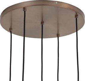 Lampada a sospensione Art Déco bronzo scuro con vetro a coste 5 luci - Walcott