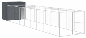 Casetta cani con corsa antracite 214x1069x181cm acciaio zincato