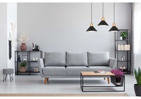 Sospensione Nordica 3 Luci Chandra In Acciaio Nero E Legno