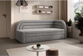 Divano grigio allungabile/con contenitore con penisola a destra e rivestimento in bouclé 223 cm Fabillo – ELTAP