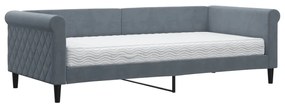 Divano letto con materasso grigio scuro 90x200 cm in velluto