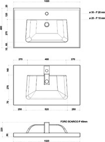 Mobile bagno sospeso 102 cm - Quercia Naturale con Lavabo Ceramica - FEBE2