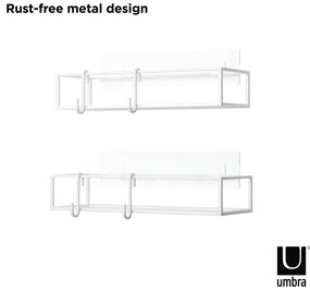 Mensola da bagno autoportante in acciaio bianco Cubiko - Umbra