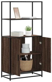 Credenza Rovere Marrone 68x35x139 Cm Legno Multistrato Metallo /