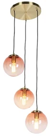 Lampada a sospensione Art Déco in ottone 45 cm 3 luci rosa - Pallon