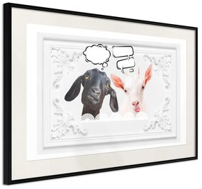 Poster  Conversation of Two Goats  Cornice Quadri Cornice nera con pass-partout, Larghezza x Altezza Home decor 30x20