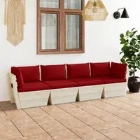 Divano da Giardino a 4 Posti su Pallet con Cuscini Legno Abete cod mxl 42141