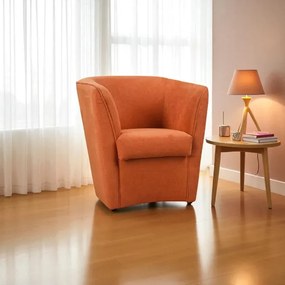 Poltrona moderna arancio in tessuto antimacchia imbottita