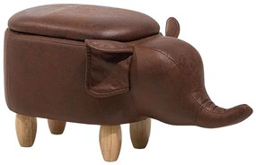 Pouf in tessuto similpelle marrone scuro ELEPHANT Beliani