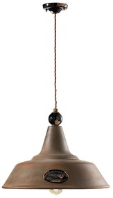 Lampadario Vintage Grunge Ferro E Ceramica Nero 1 Luce E27