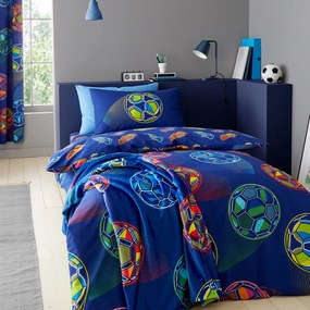 Coperta blu per neonato in micropile 130x170 cm Bright Football - Catherine Lansfield