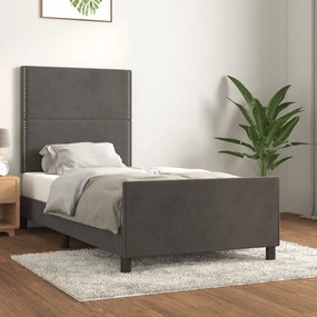 Giroletto Senza Materasso Grigio Scuro 90x190 Cm Velluto /