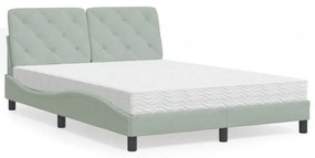 Letto Con Materasso Grigio Chiaro 120x200 Cm İn Velluto /
