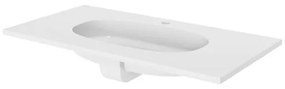 Lavabo da incasso con bordo a vista rettangolare vasca centrale Icone L 91 x H 14.3 x P 49 cm in composito minerale di resina gelificata bianco lucido