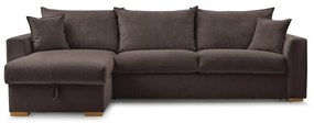 Divano angolare marrone allungabile (con composizione variabile) con rivestimento in velluto a coste Augustin – Bobochic Paris