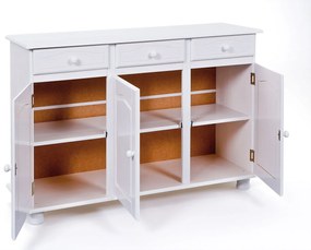 Credenza 3 ante 3 cassetti in pino massello bianco