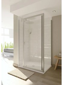 Box doccia con ingresso frontale battente Style L 140 x H 200 cm, vetro 8 mm vetro senza finitura / trasparente profilo argento cromato