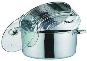 Beko - kamberg Couscoussiera, Vaporira, Pentola 3 en 1, Diametro 26 cm, 10 Litri, Acciaio Inox, Coperchio in Vetro, Tutti Fornelli y induzione