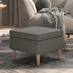 Poggiapiedi Con Gambe İn Legno Grigio Chiaro İn Tessuto /