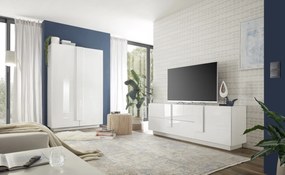 Credenza 2 ante linea Sax in finitura Bianco Lucido con serigrafia