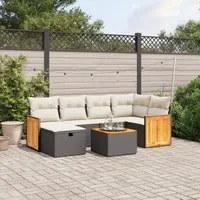 Set Divani da Giardino con Cuscini 7pz Nero Polyrattan 3265739